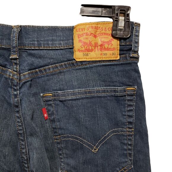 Levi's Men's 505 Blue Denim Medium Wash Pockets Straight Leg Jeans Sz W30 x L32 - Picture 5 of 9
